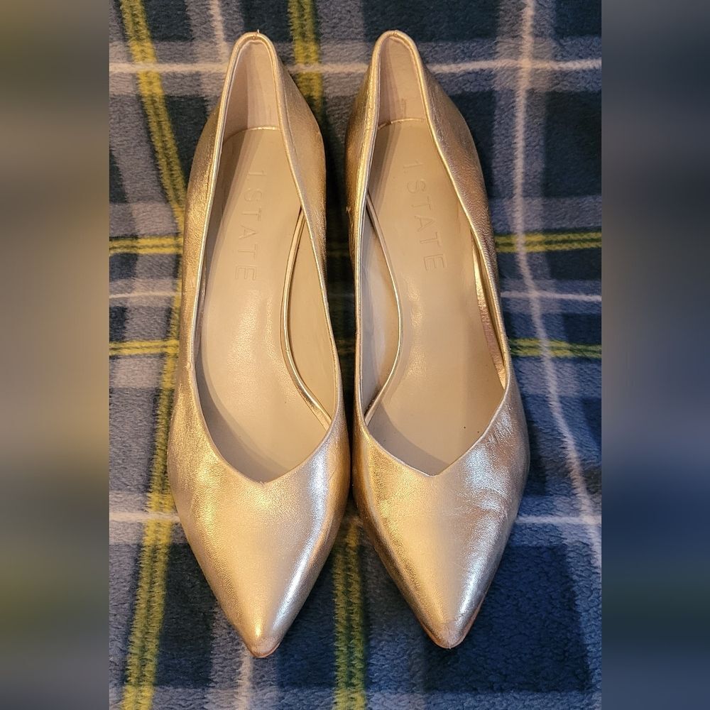 1. STATE size 8 womens silver metallic soft chunky heel - Picture 3 of 7
